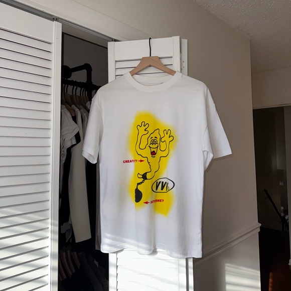 VVV Graphic Ghost T-shirt in Yellow/White - Picture 1 of 6